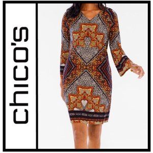 NWOT Chico’s Size 2 or LARGE Animal Paisley Medallion Dress